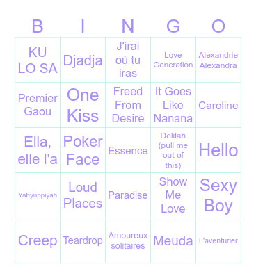 BLIND TEST Bingo Card