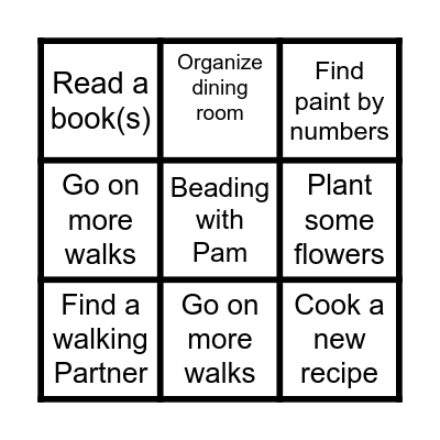 Teana 2026 Adventures Bingo Card