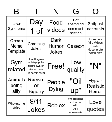Instagram Reels Bingo Card