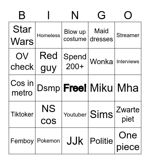 HDCC Bingo Card