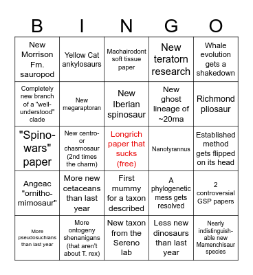 The Morrison Man's Paleo-Bingo 2026 Bingo Card