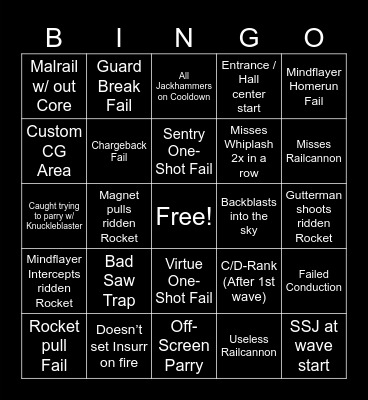 Cybergrind Sin Bingo! Bingo Card