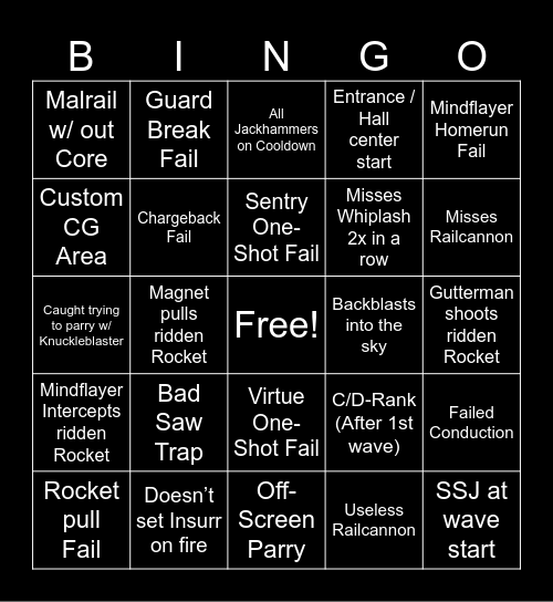 Cybergrind Sin Bingo! Bingo Card