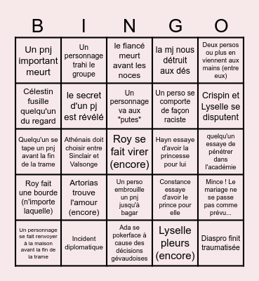 Sinclair Bingo Card