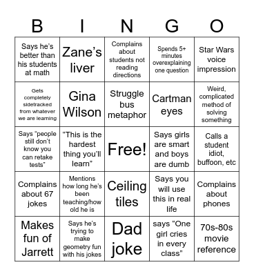 Beaman Bingo Card
