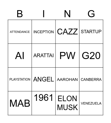 INTELINGO Bingo Card