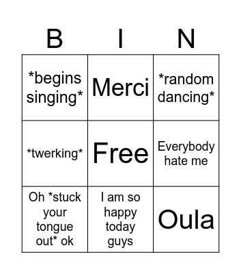 Nawel bingo Card