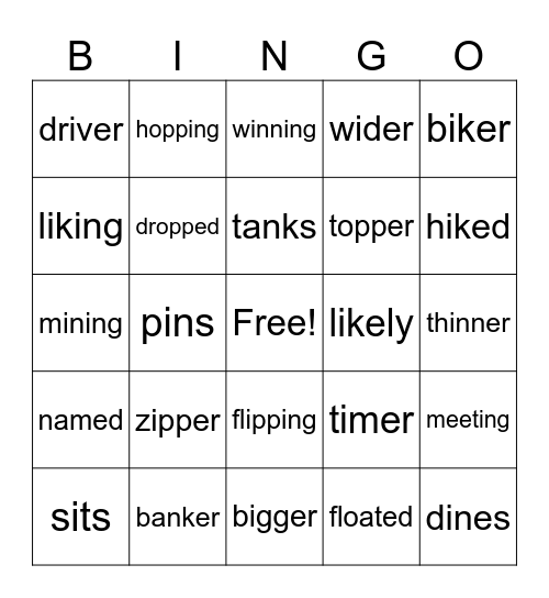 Drop, Double or Nothing Bingo Card