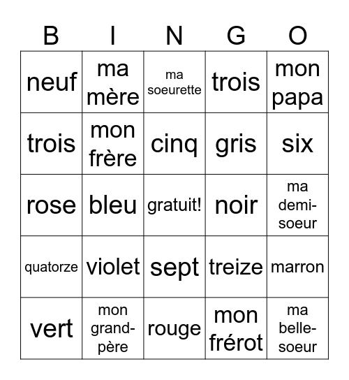 Mia Bell Bingo Card