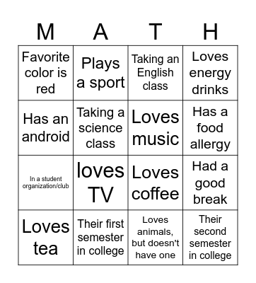 Get-to-know Bingo Card