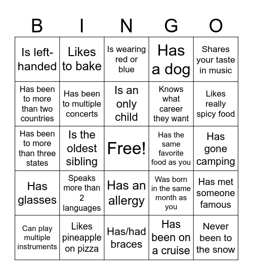 Icebreaker Bingo: Find Someone Who Bingo Card