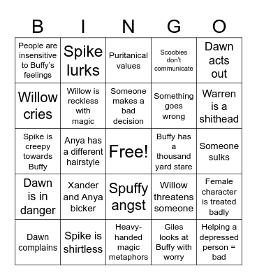 Buffy S6 Bingo Card