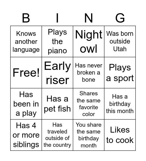 Bingo Card
