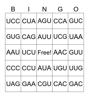 CODON BINGO Card