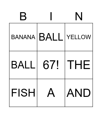 Sight Word Bingo Card