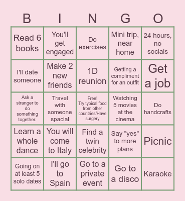 Di and Ki Bingo Card