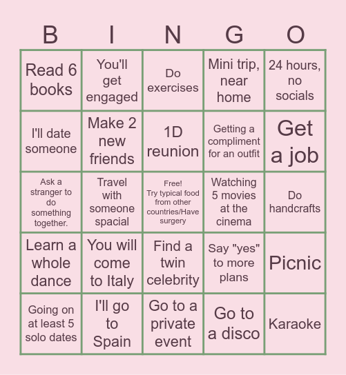 Di and Ki Bingo Card