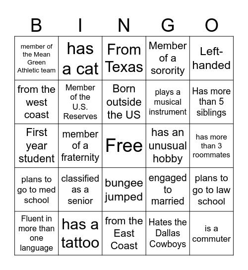 COMM 1010 Bingo Card
