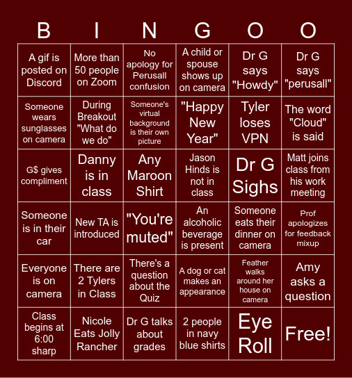 MIS Bingo 1-14-25 Bingo Card