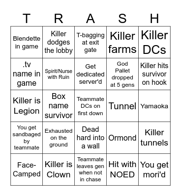 Ultimate DBD Bingo Card