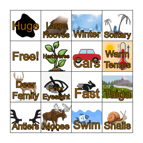 Moose Bingo Card