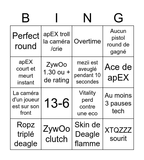 Vitality - Virtus Pro Bingo Card