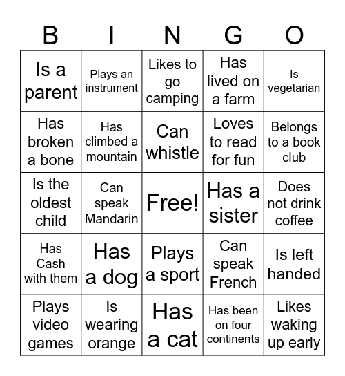 SSH Grad Student Social Bingo Card
