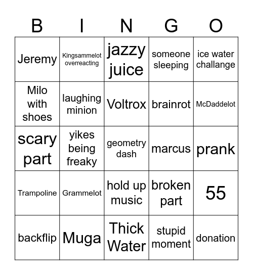Kingsammelot moments Bingo Card
