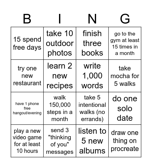 2026 Bingo Card