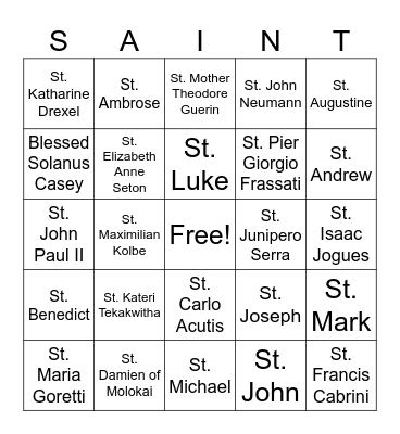 SAINT BINGO 2026 Bingo Card