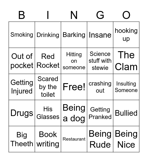 Brian Griffin Bingo Card