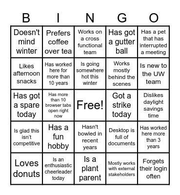 Strike Out the Winter Blues BINGO! Bingo Card