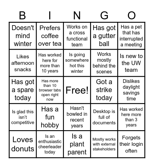 Strike Out the Winter Blues BINGO! Bingo Card