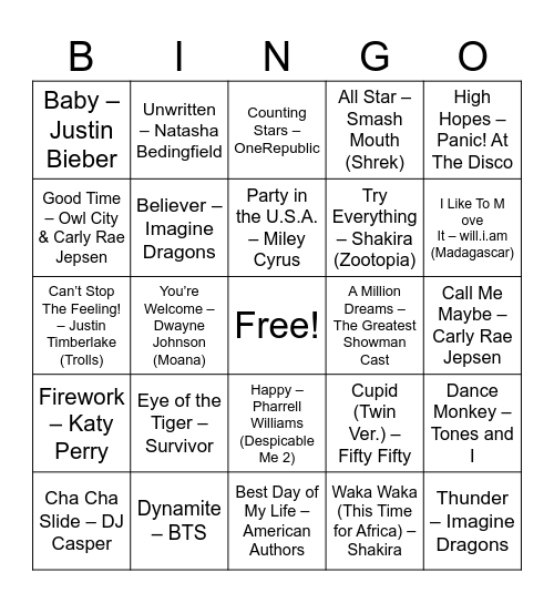 Singo Bingo Card