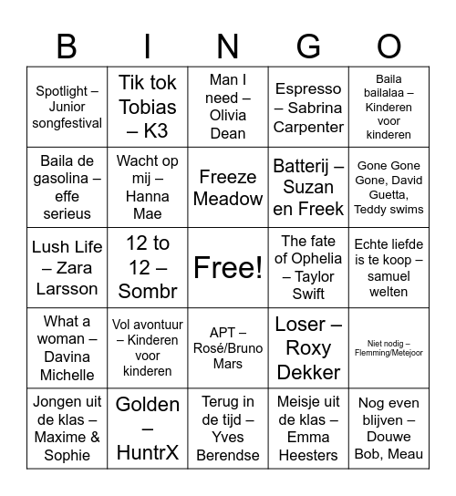 Zingo Bingo Card