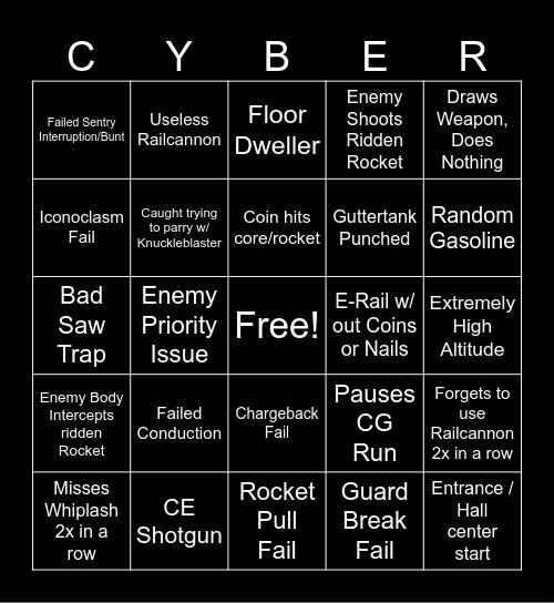 Cybergrind Bingo Card