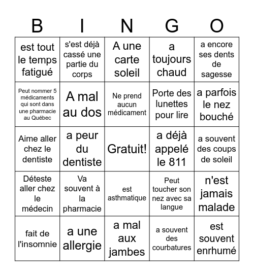 Trouve quelqu'un qui... Bingo Card