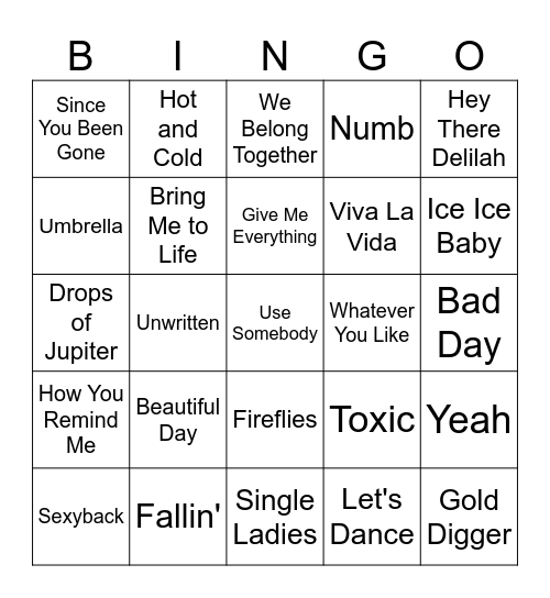 Singo Mixed Genre Bingo Card