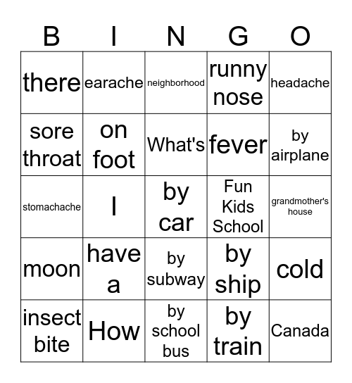 MSF6 U1,2 Bingo Card