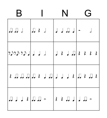 Rhythm Bingo Card