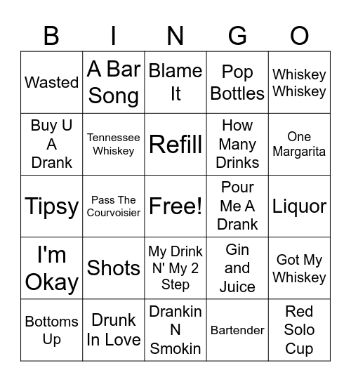 Drinking Songs Bingo Card