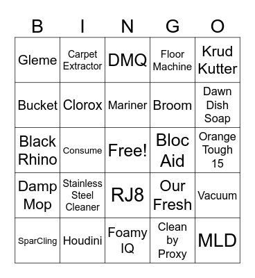 Custodial Bingo Card