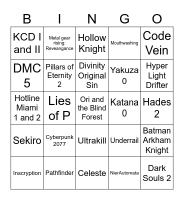 LE Game BINGO Card