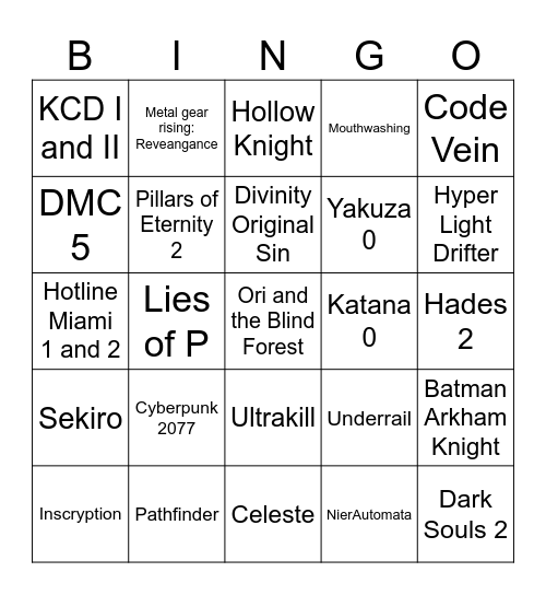 LE Game BINGO Card