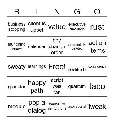 Buzzword Bingo Card