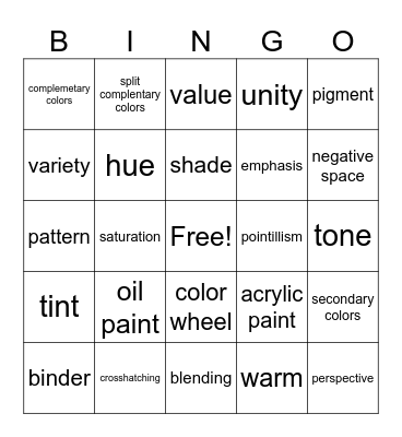 Art Bingo Card