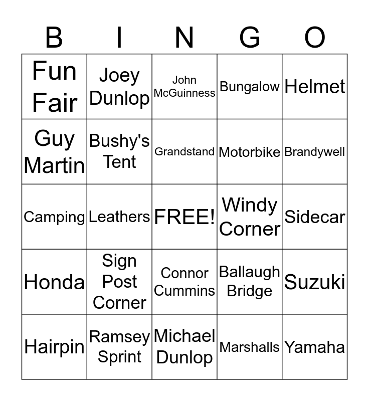 TT Bingo Card