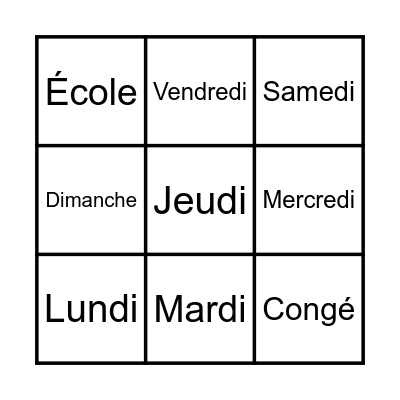 La semaine Bingo Card