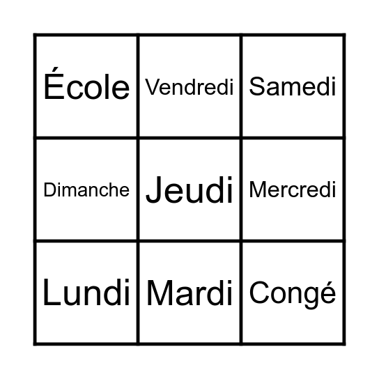 La semaine Bingo Card