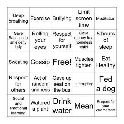 SEL REVIEW Bingo Card